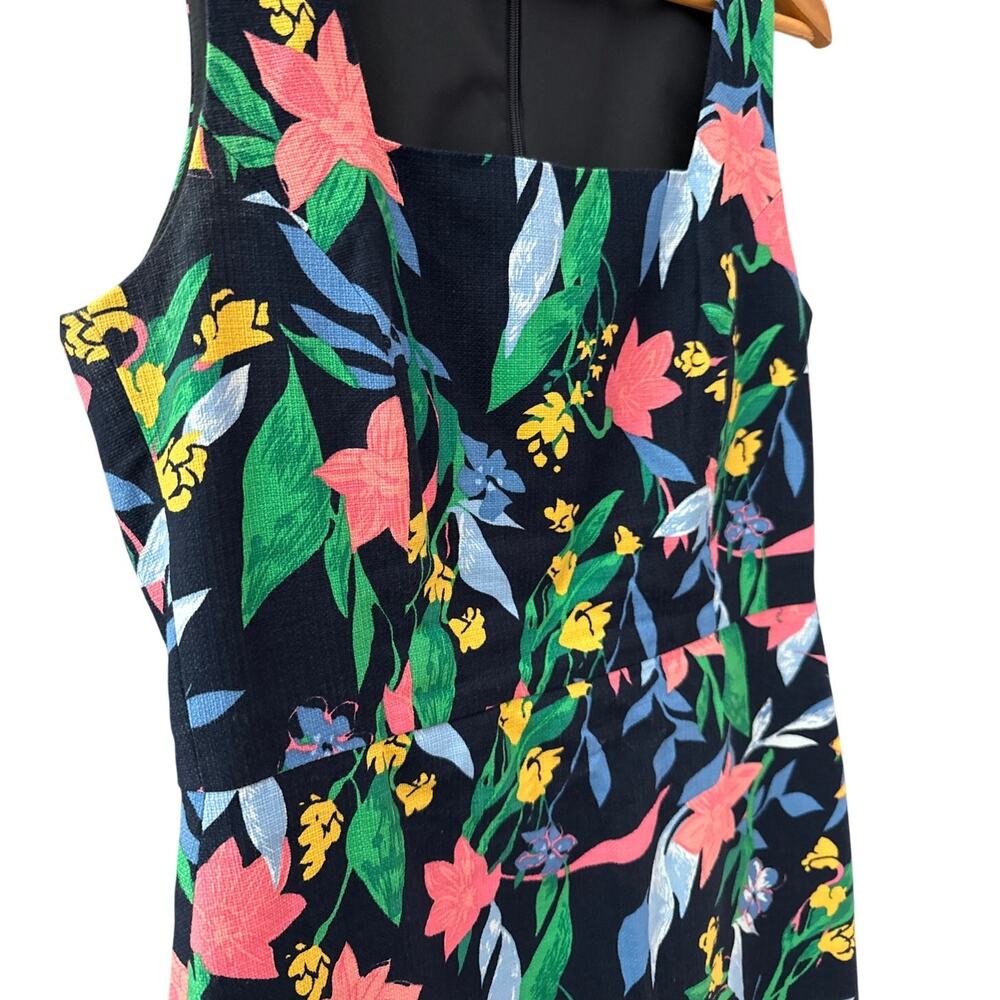 J. Crew Floral Basketweave Square Neck Shift Dress Size 6 - Picture 9 of 11